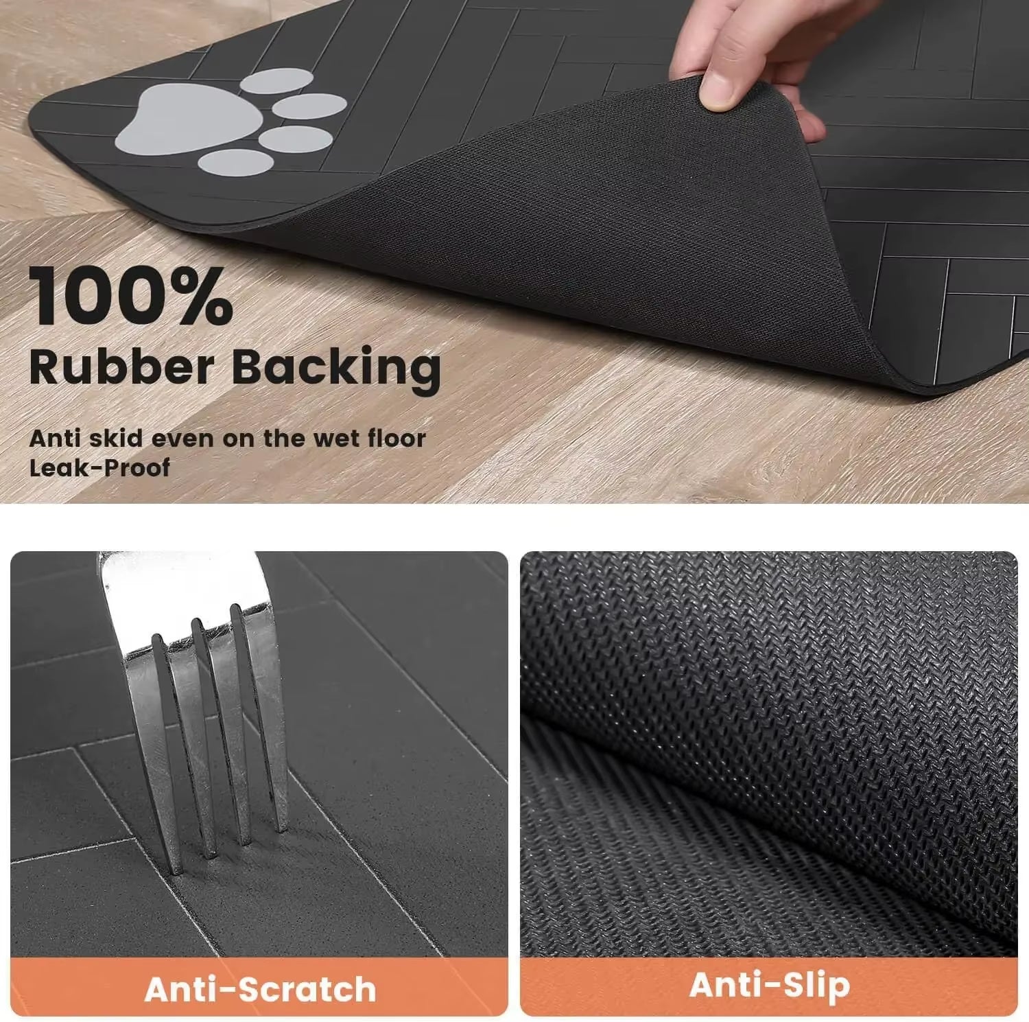 Beauhound Absorbent Feeding Mat under food and water bowls