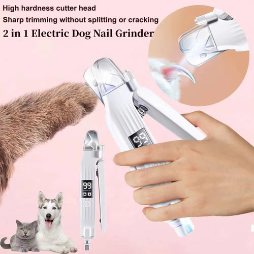Beauhound 2-in-1 Pet Nail Grinder with LED light for quiet, safe nail care